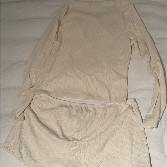 Summer Fridays Cream Ribbed Lounge Set - Picture 3 of 4